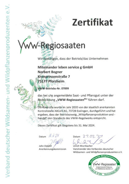 VWW-Regiosaaten-Zertifikat